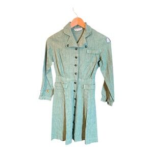 Vintage Girl Scout Uniform Dress Patches Emblems Green‎ Girls Kids Costume